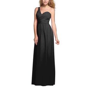 Alfred Angelo Bridesmaids Dress 7257 Black One Shoulder Floor Length Size 2